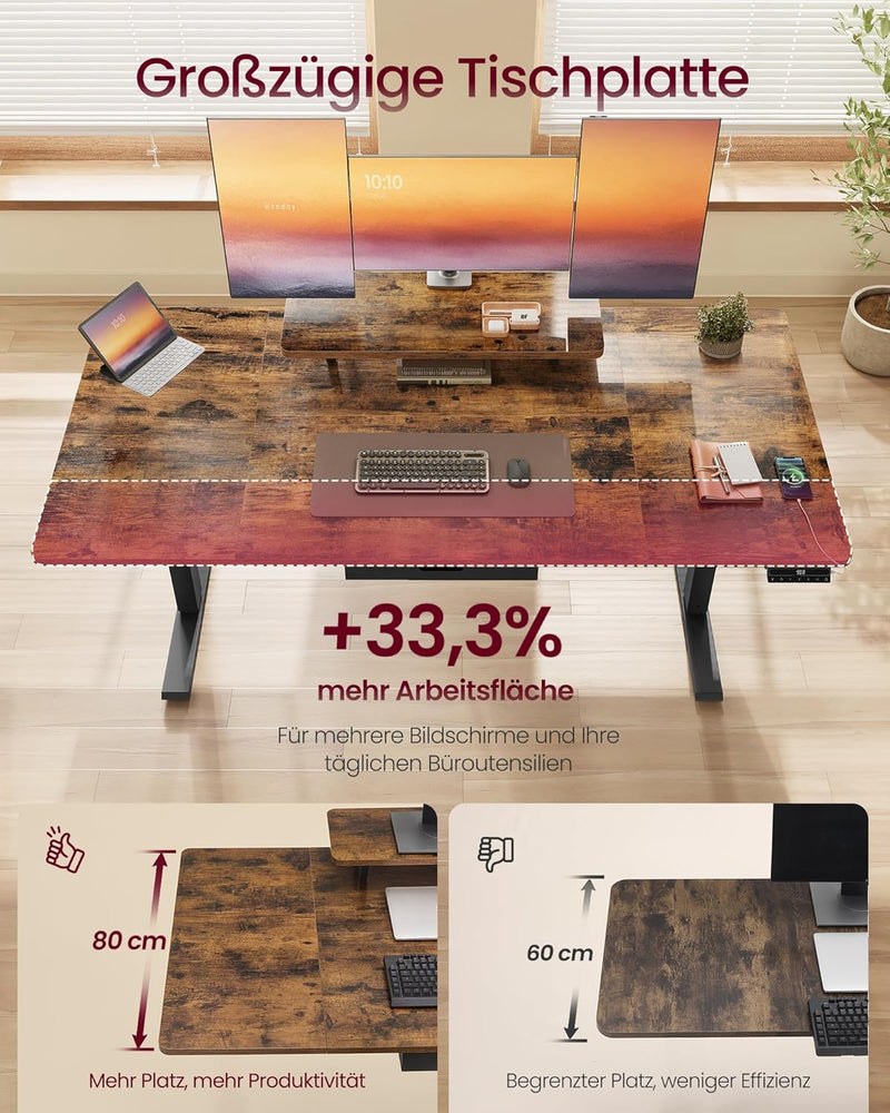 Zit Sta Bureau Elektrisch – Met Monitorstandaard – USB-C – Geheugenfunctie