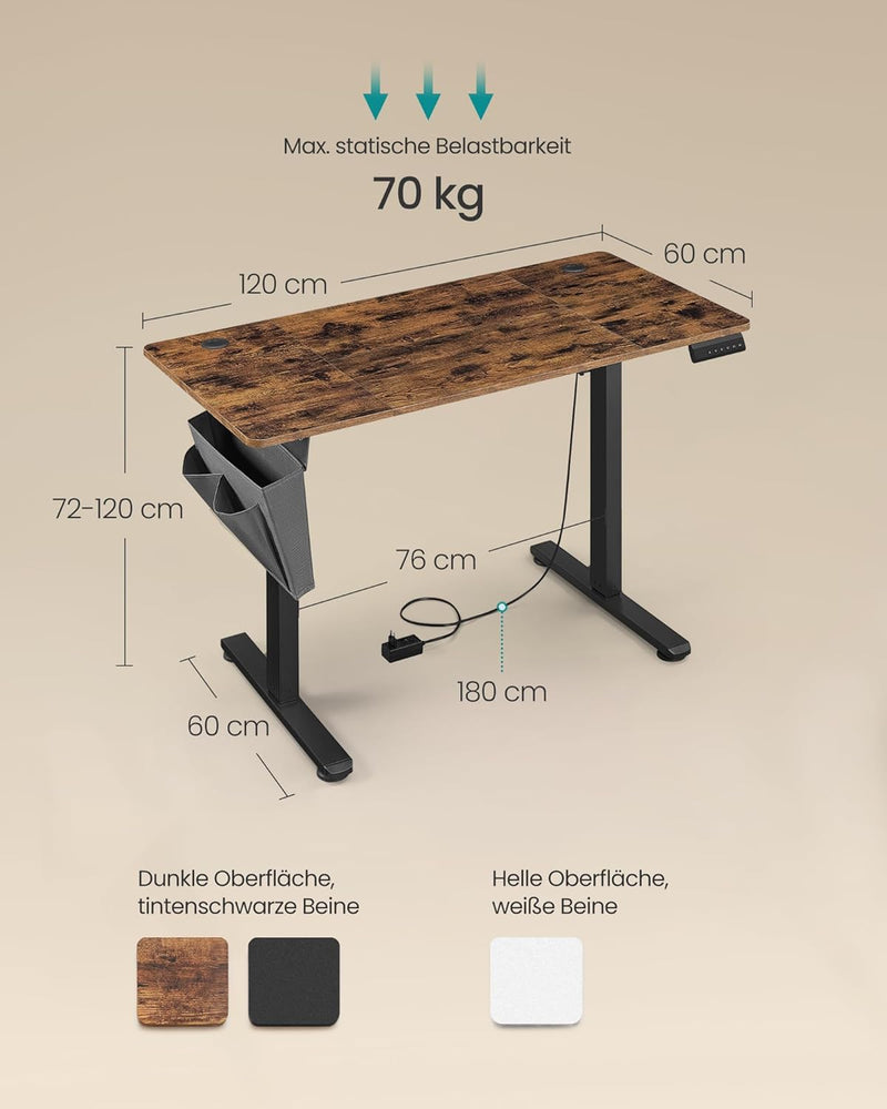 Zit Sta Bureau Elektrisch + Ergonomische Bureaustoel – Complete Werkplekset – USB-C Snellader