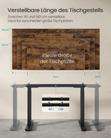 Zit Sta Bureau Frame – Elektrisch Onderstel Hoog Laag – Dubbele Motor – Hoogte 72-120 cm – USB-C