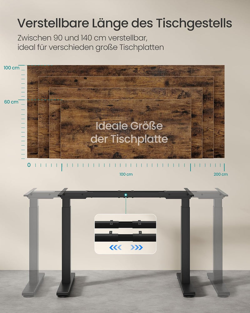 Zit Sta Bureau Frame – Elektrisch Onderstel Hoog Laag – Dubbele Motor – Hoogte 72-120 cm – USB-C