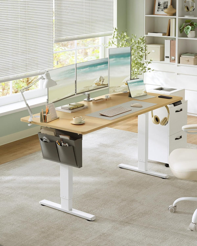 Zit Sta Bureau Elektrisch + Ergonomische Bureaustoel – Complete Werkplekset – USB-C Snellader