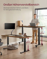 Zit Sta Bureau Onderstel Elektrisch – Dubbele Motor – Verstelbaar in Hoogte en Breedte – Tot 100 kg – USB & Wielen