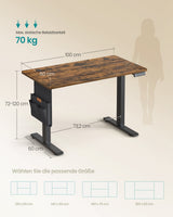 Zit Sta Bureau Elektrisch 100 x 60 cm – In Hoogte Verstelbaar – 4 Geheugenstanden