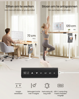 Zit Sta Bureau Elektrisch – In Hoogte Verstelbaar – 4 Geheugenstanden – USB-C Snellader