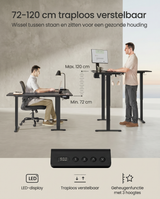 Zit Sta Hoekbureau Elektrisch – L-Vormig 160 x 140 cm – In Hoogte Verstelbaar – Stopcontacten & USB – Kabelbeheer