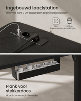 Zit Sta Hoekbureau Elektrisch – L-Vormig 160 x 140 cm – In Hoogte Verstelbaar – Stopcontacten & USB – Kabelbeheer