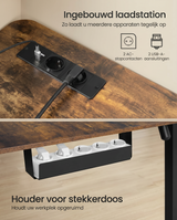 Zit Sta Bureau Elektrisch – Hoekbureau L-Vorm – In Hoogte Verstelbaar – Stopcontacten & USB