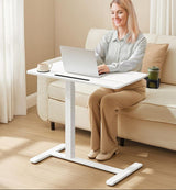 Bijzettafel Verstelbaar met Wielen – Hoogte 65-102 cm – Wit – Multifunctioneel