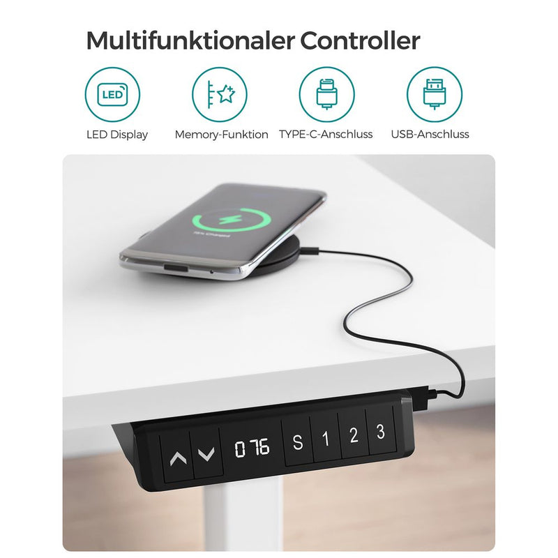 Zit Sta Bureau Elektrisch – Met Wieltjes – In Hoogte Verstelbaar – Ergonomisch