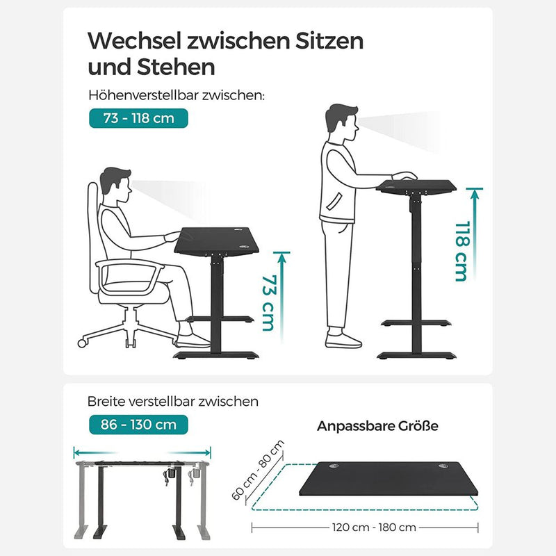Zit Sta Bureau Elektrisch – Met Wieltjes – In Hoogte Verstelbaar – Ergonomisch